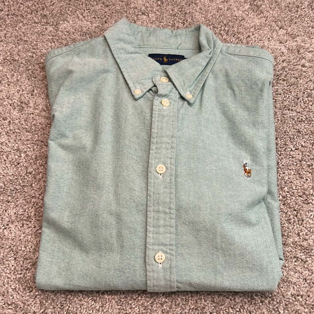 Polo RL Men’s button down long sleeve Size XL used-like new green pastel